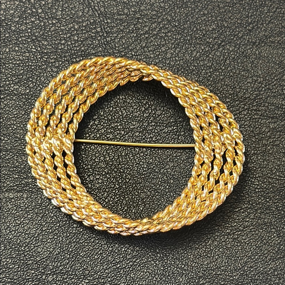Monet Gold-Tone Quad Rope Infinity Vintage Pin Brooch
